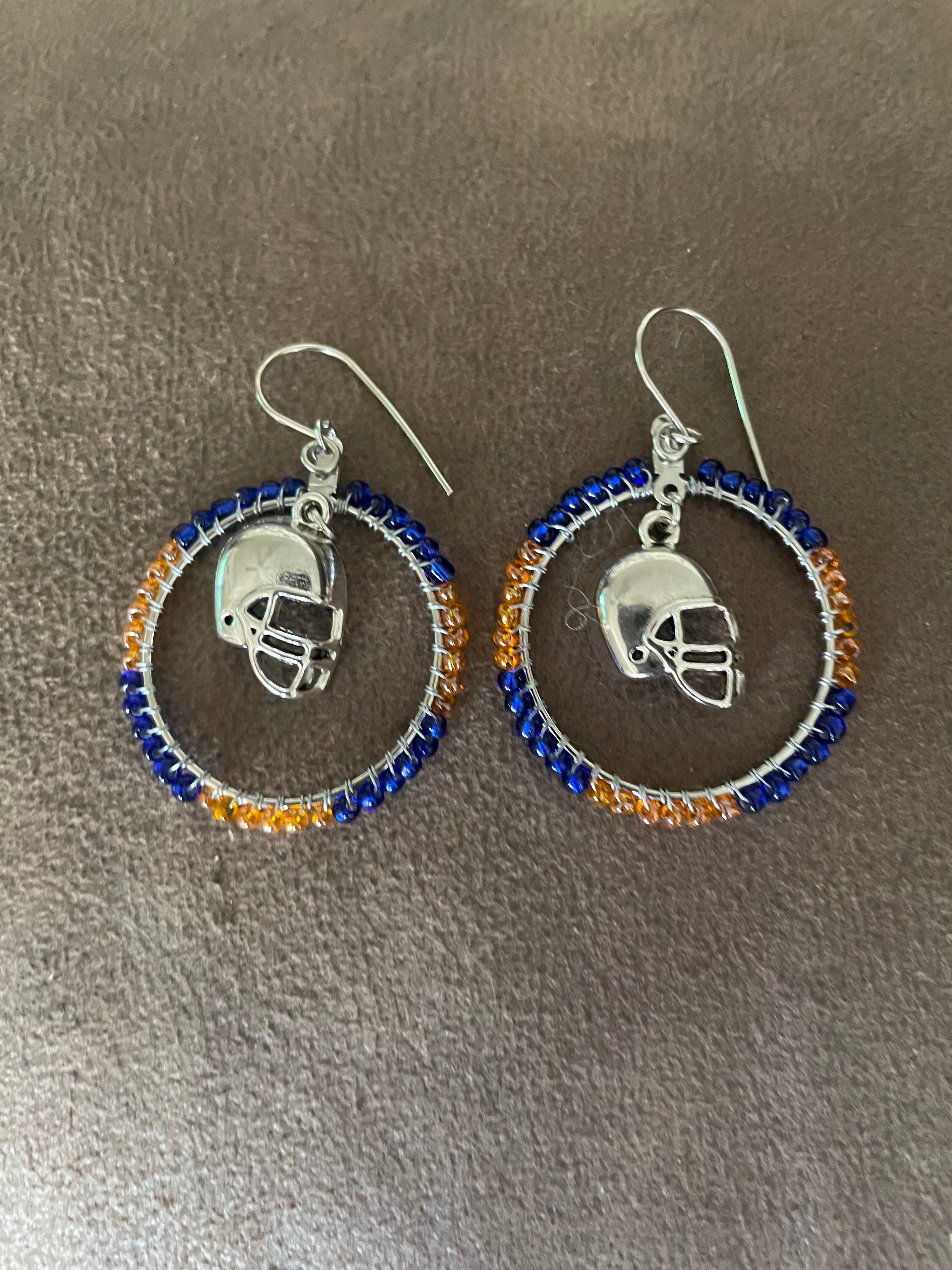 Earrings: Broncos beaded hoops