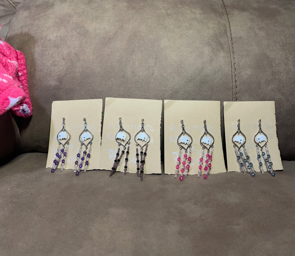 Ivory/Shell effect elephant dangles