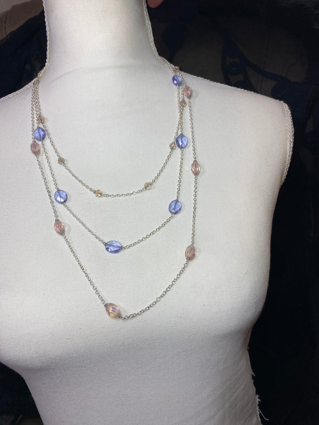 Lavender and pink multi strand necklace