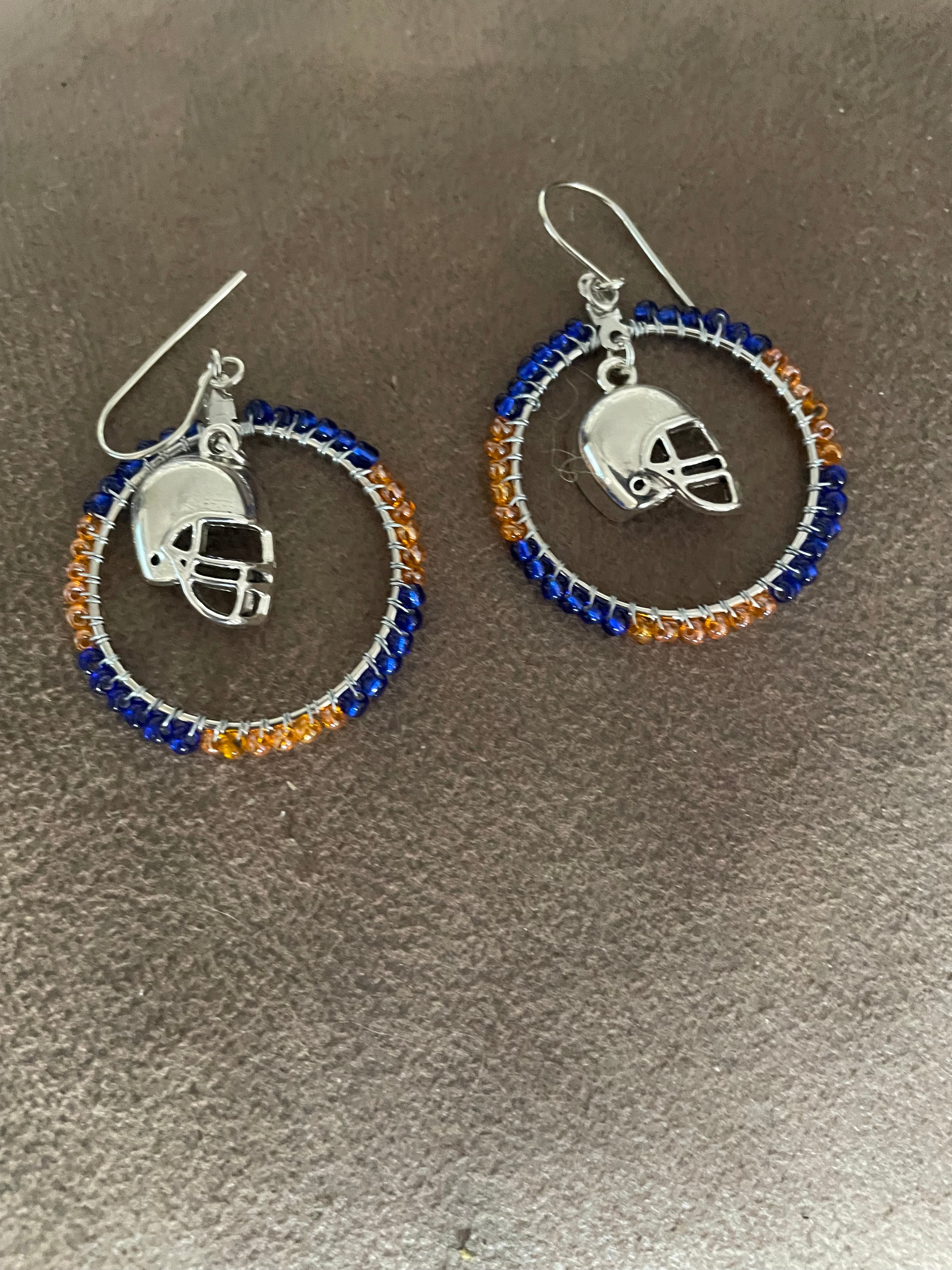 Earrings: Broncos beaded hoops