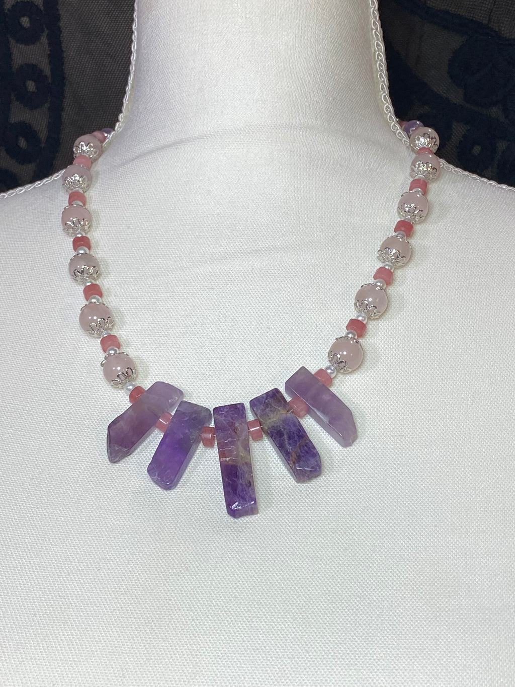 Amethyst and quartz necklace