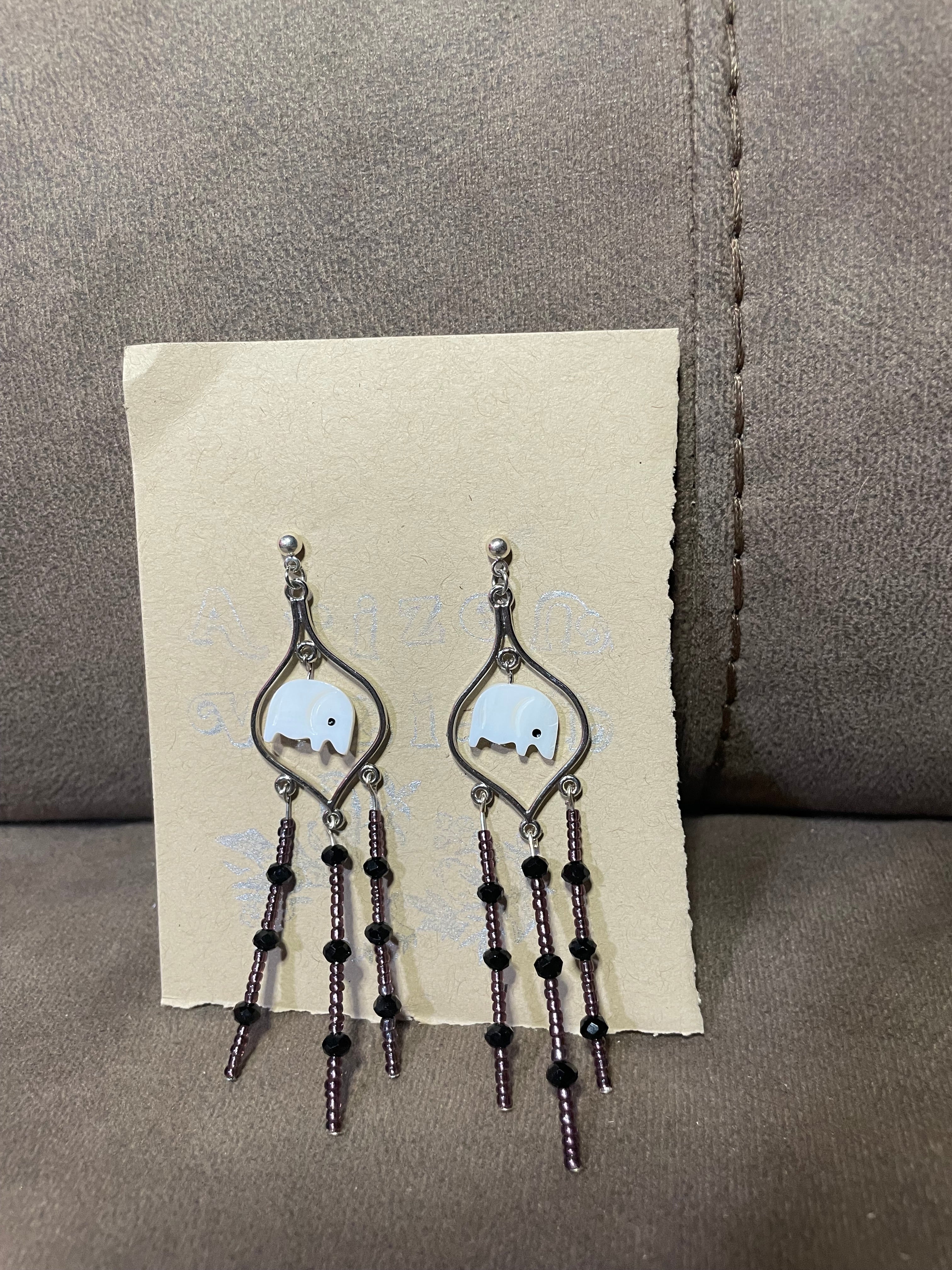 Ivory/Shell effect elephant dangles