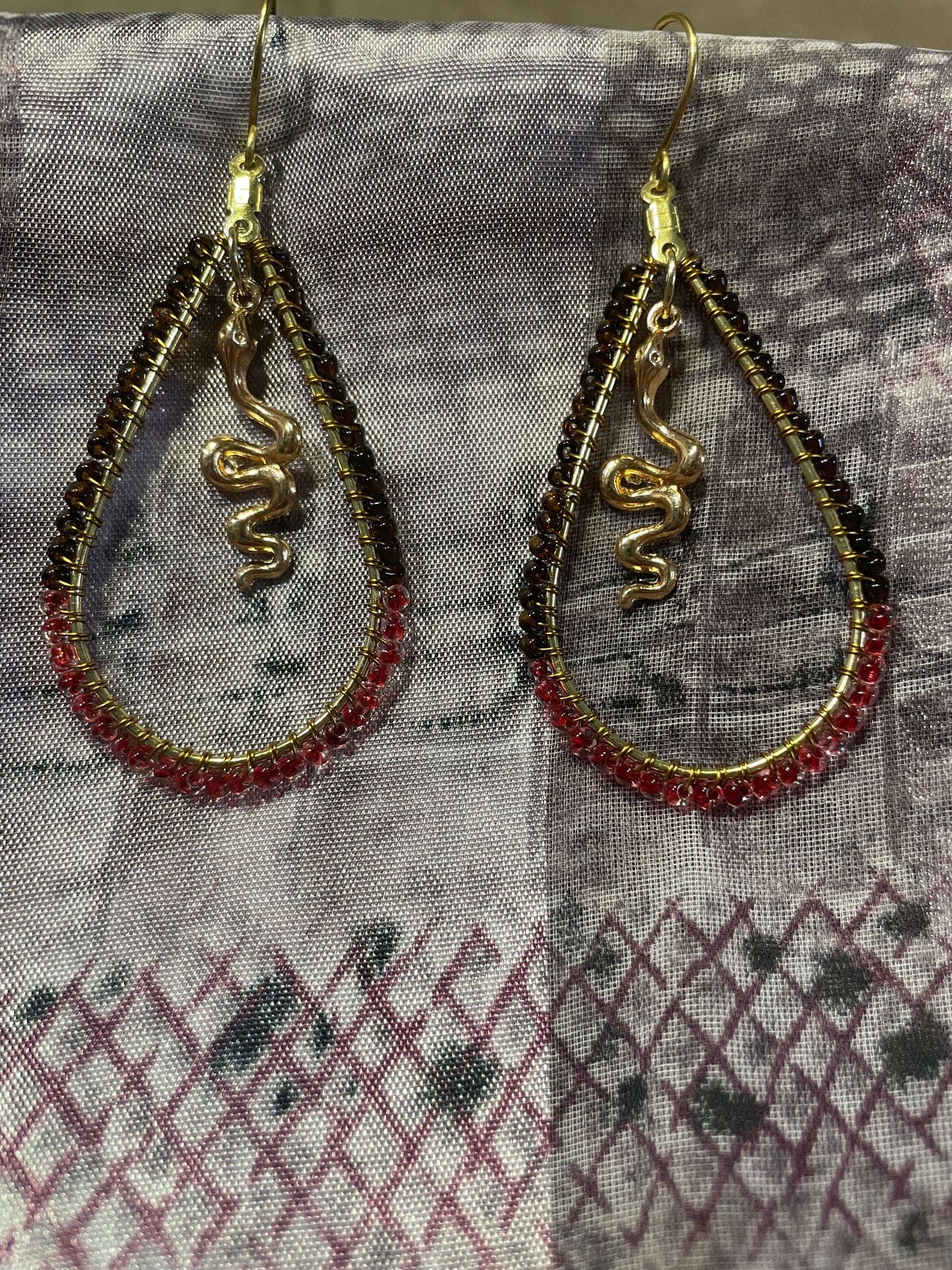 Beaded hoops: Snake charmer