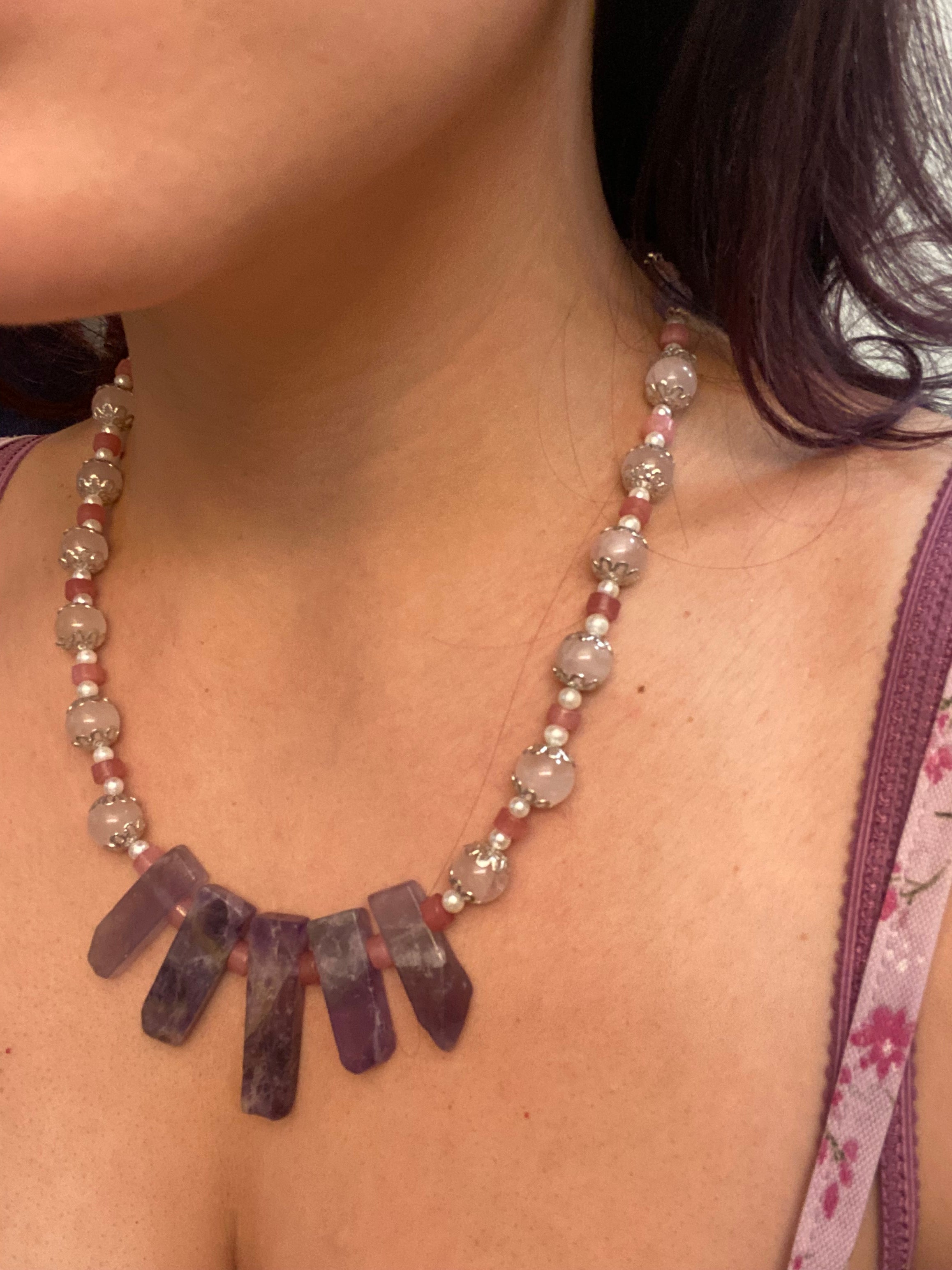 Amethyst and quartz necklace