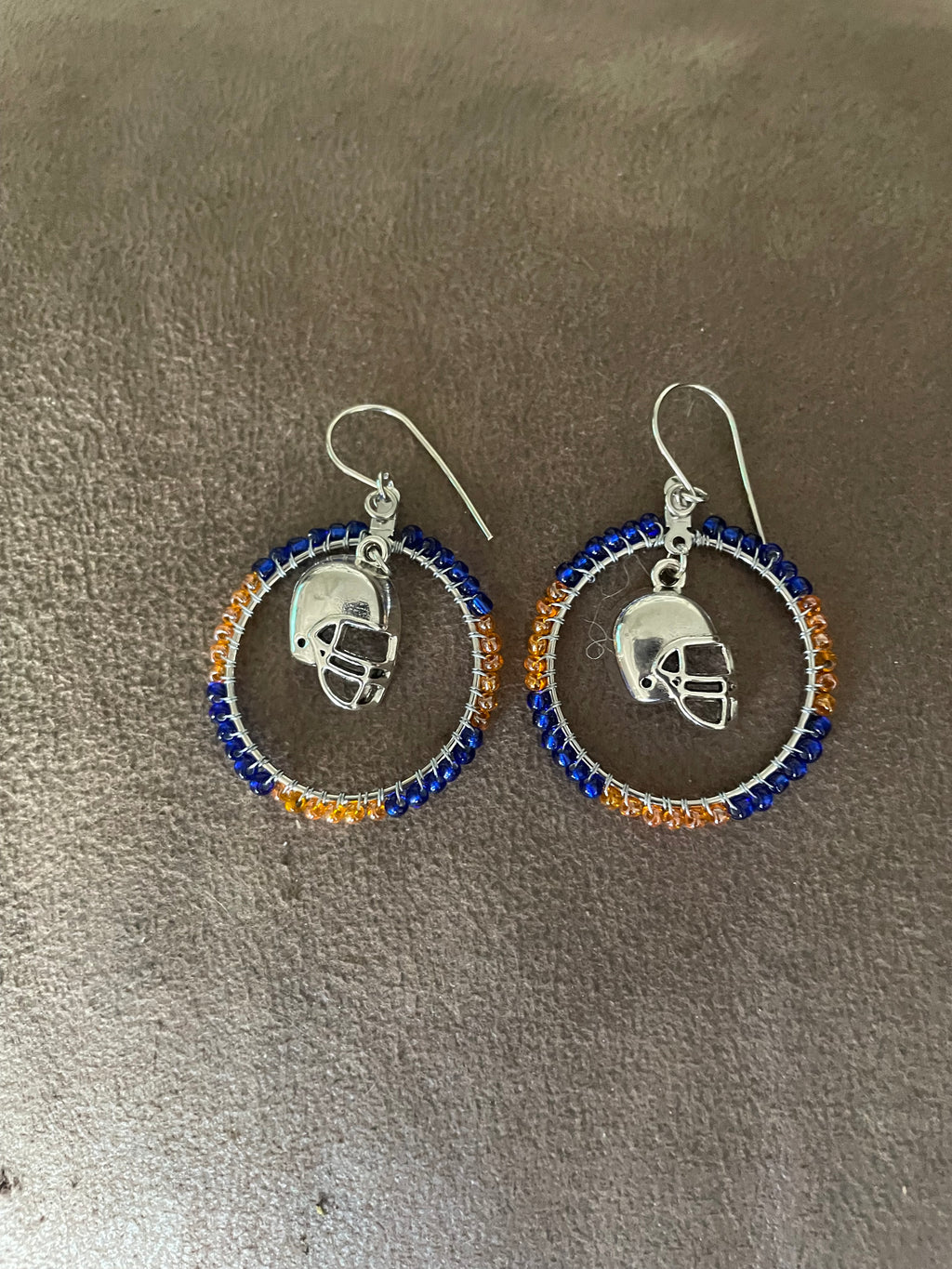 Earrings: Broncos beaded hoops