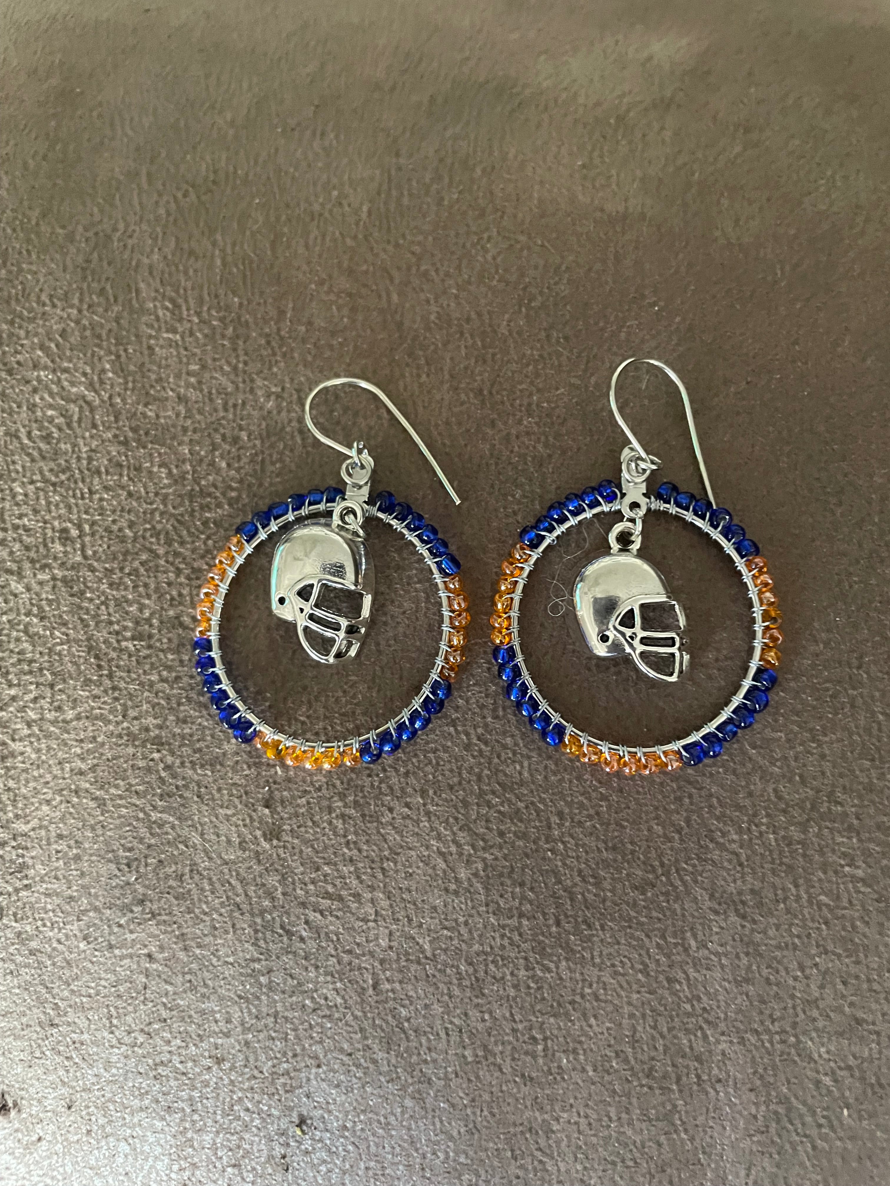 Earrings: Broncos beaded hoops