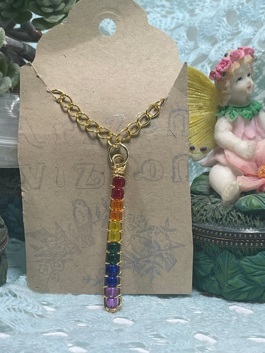 Rainbow Totem Pendant: Gold