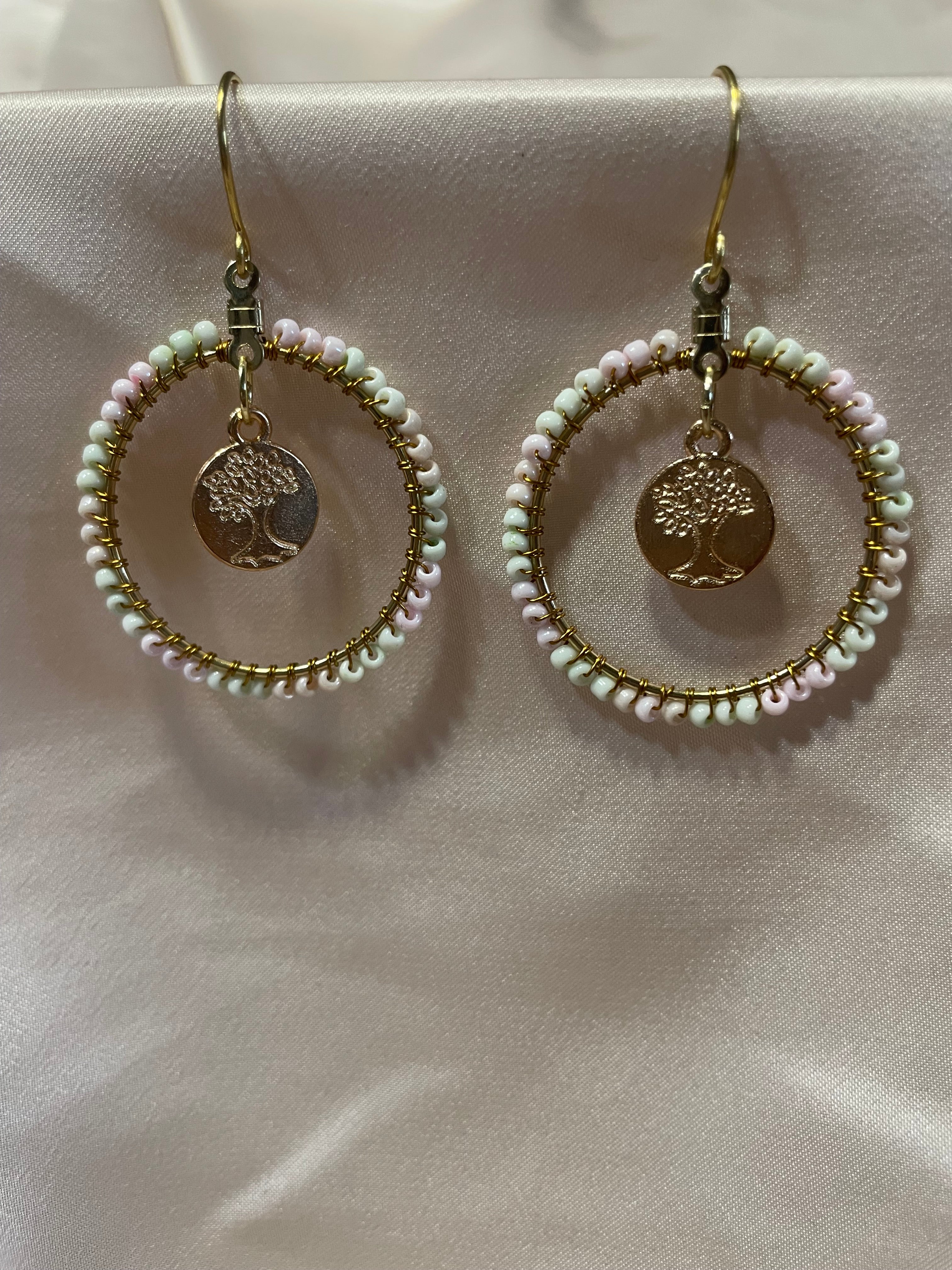 Beaded hoops: tree of life