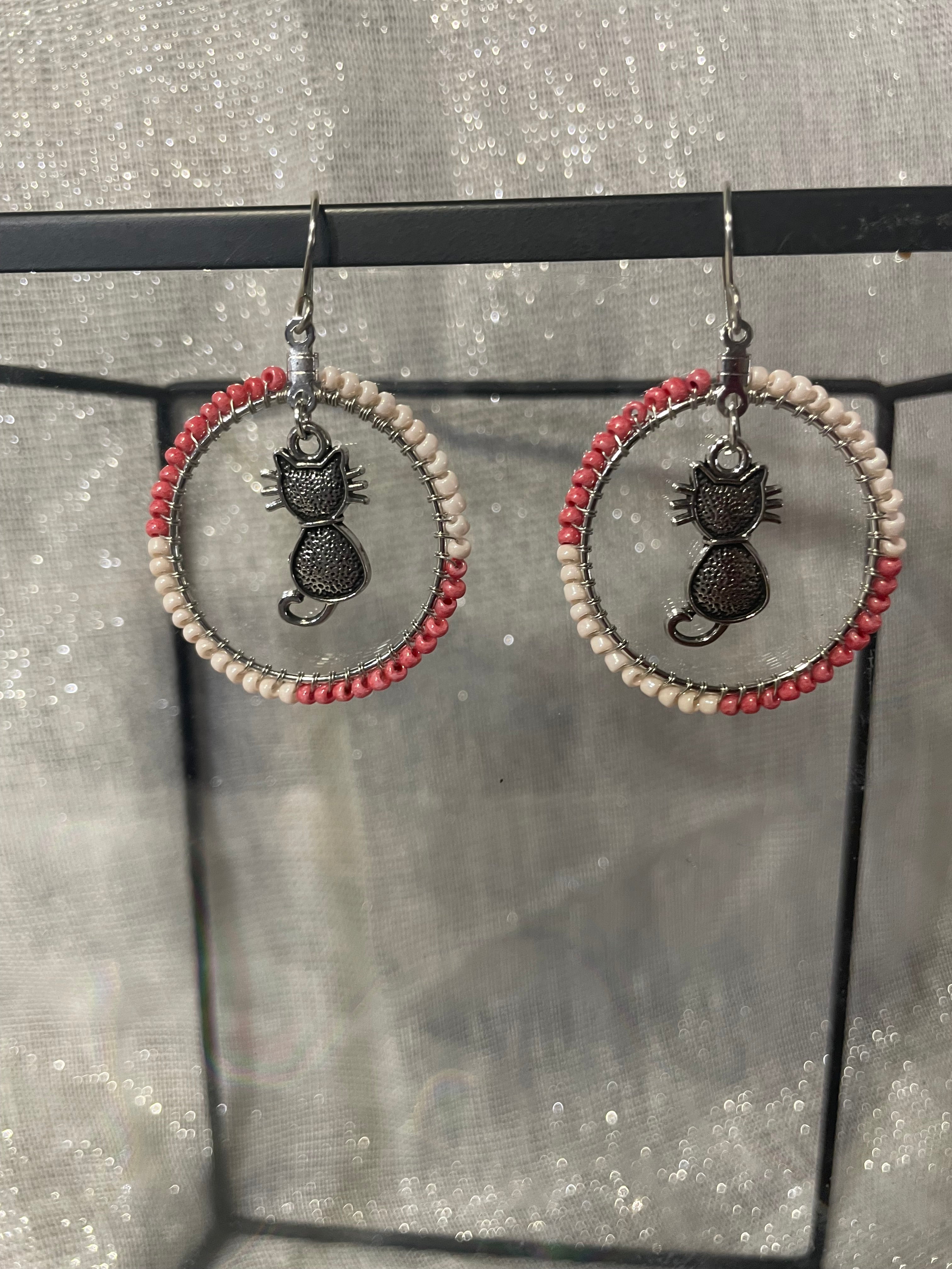 Beaded Hoops: Kitties