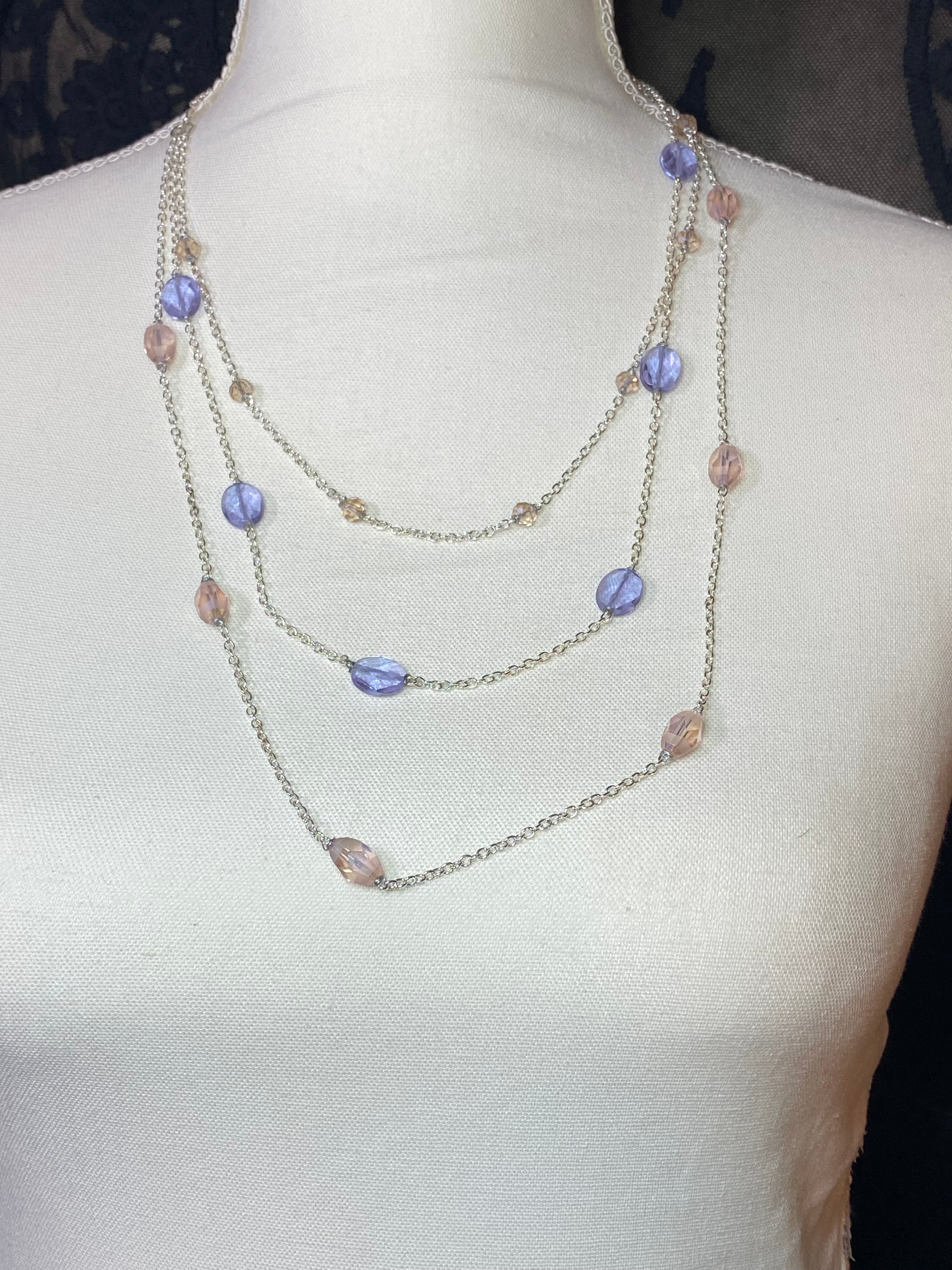 Lavender and pink multi strand necklace